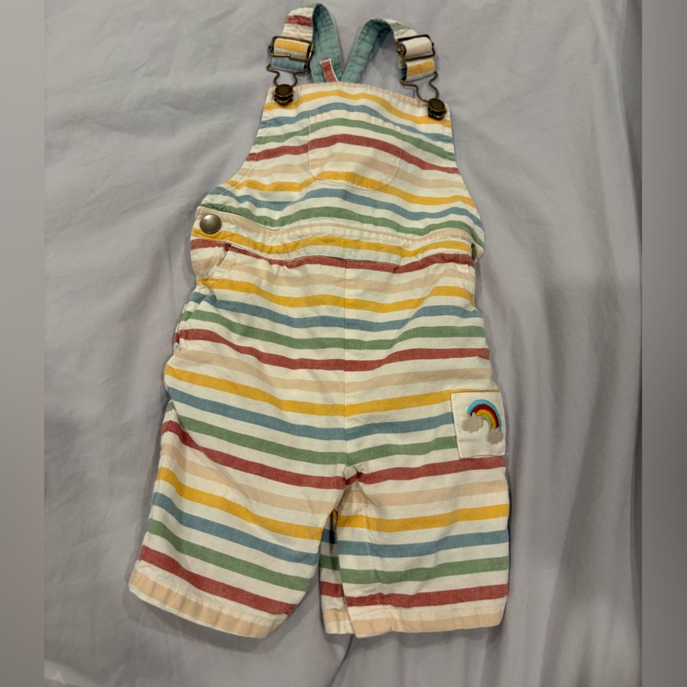 Little Green Radicals Multicolor Striped Overalls